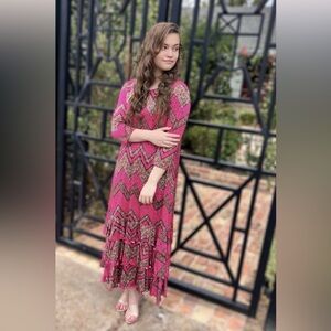 Zadie B’S Pink Chevron High Low Dress